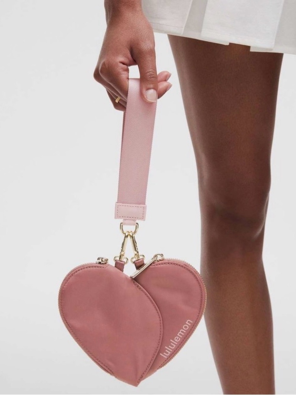 Lululemon Dual Pouch Heart Wristlet in Pink Haze, NWT
